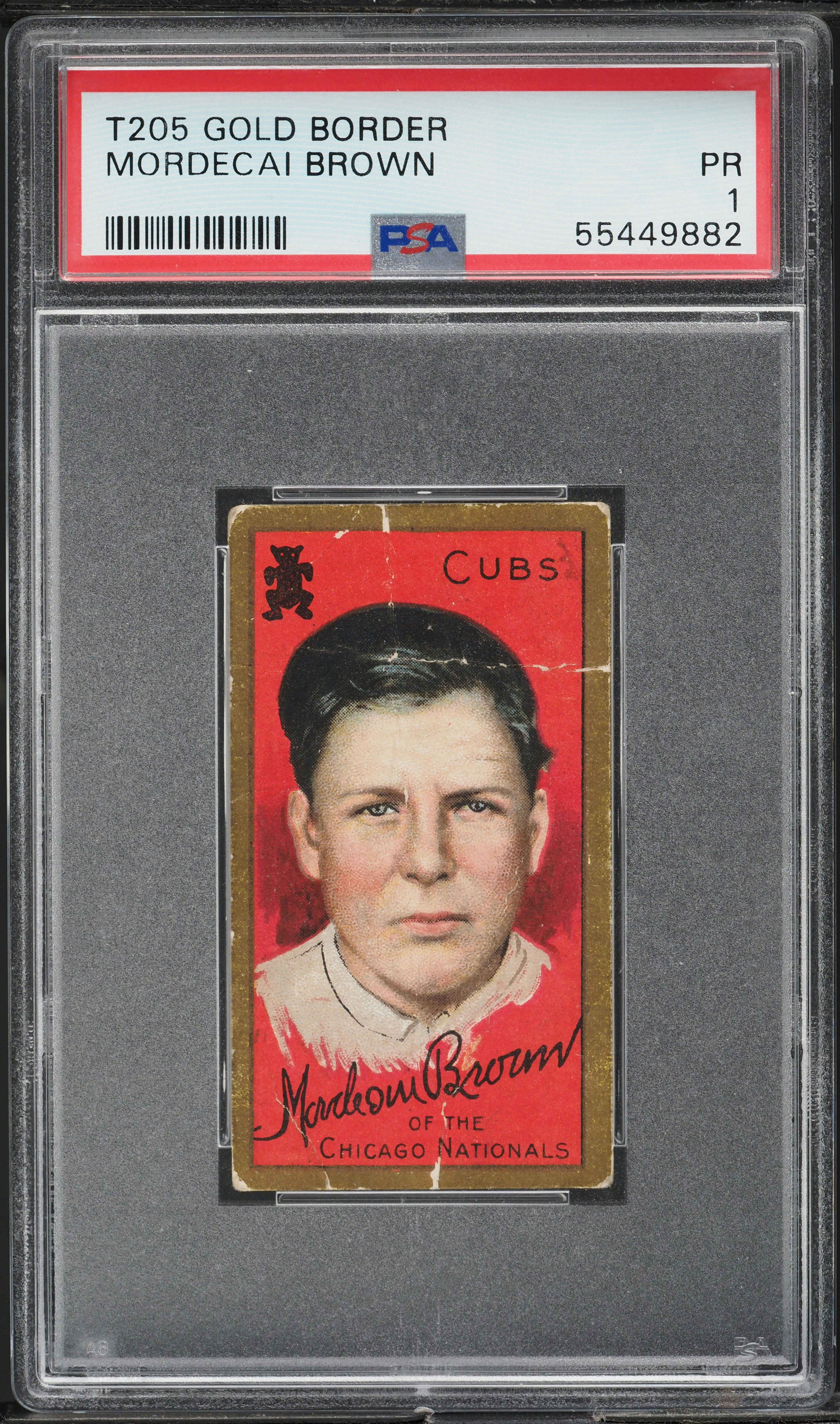1911 T205 Gold Border Mordecai Brown PSA 1 PR