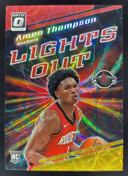 2023 Donruss Optic Lights Out Red Gold International #15 Amen Thompson RC /99