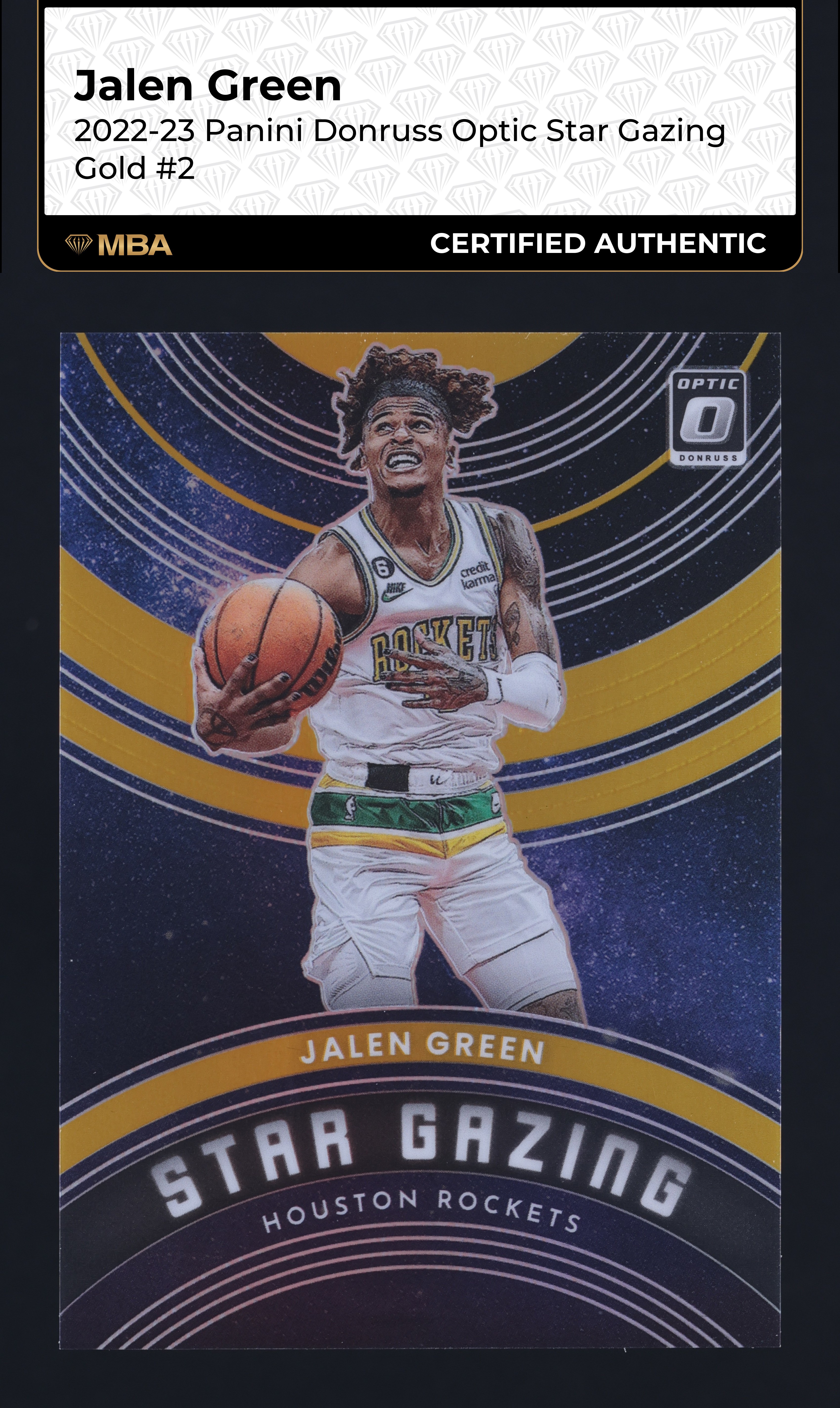 2022 Donruss Optic Star Gazing Gold Jalen Green 1/10 #2 MBA AUTH