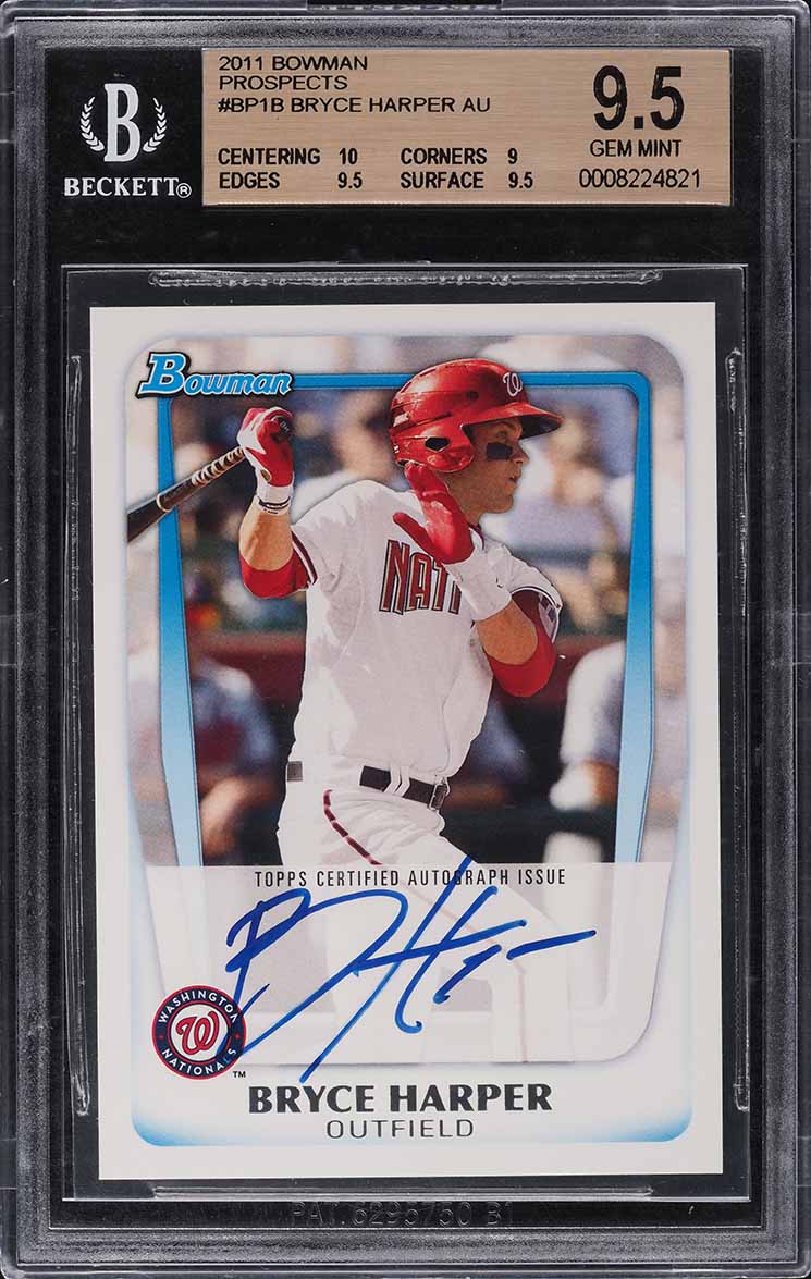 2011 Bowman Bryce Harper PROSPECT AUTO #BP1 BGS 9.5 GEM MINT
