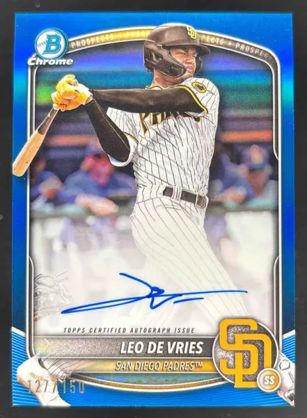 2025 Bowman Chrome Autographs Blue Refractor #CPA-LD Leo De Vries Auto /150