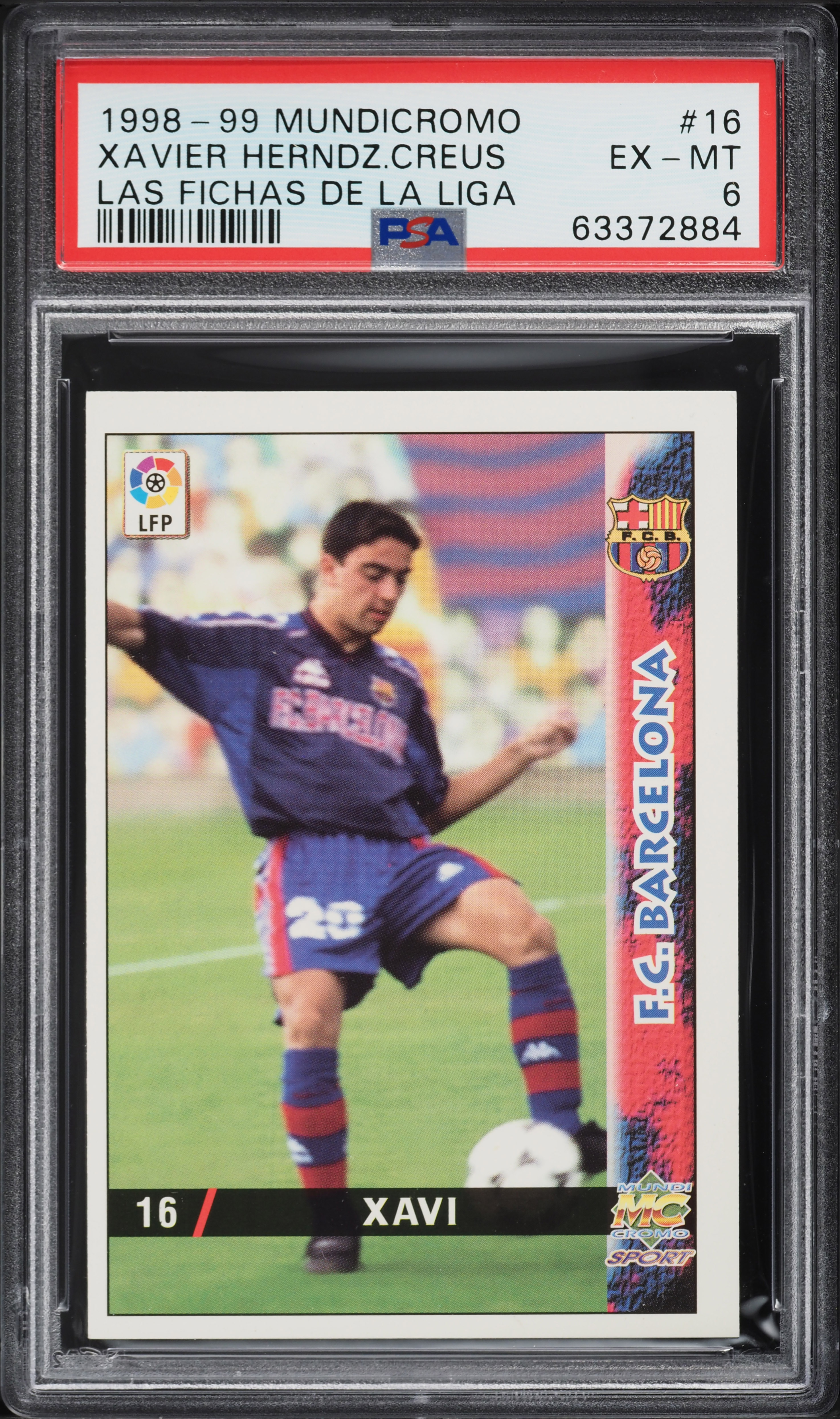 1998 Mundi Cromo Las Fichas De La Liga Xavi Hernandez ROOKIE #16 PSA 6 EXMT