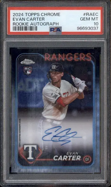 2024 Topps Chrome Rookie Autographs #RAEC Evan Carter RC Auto PSA 10