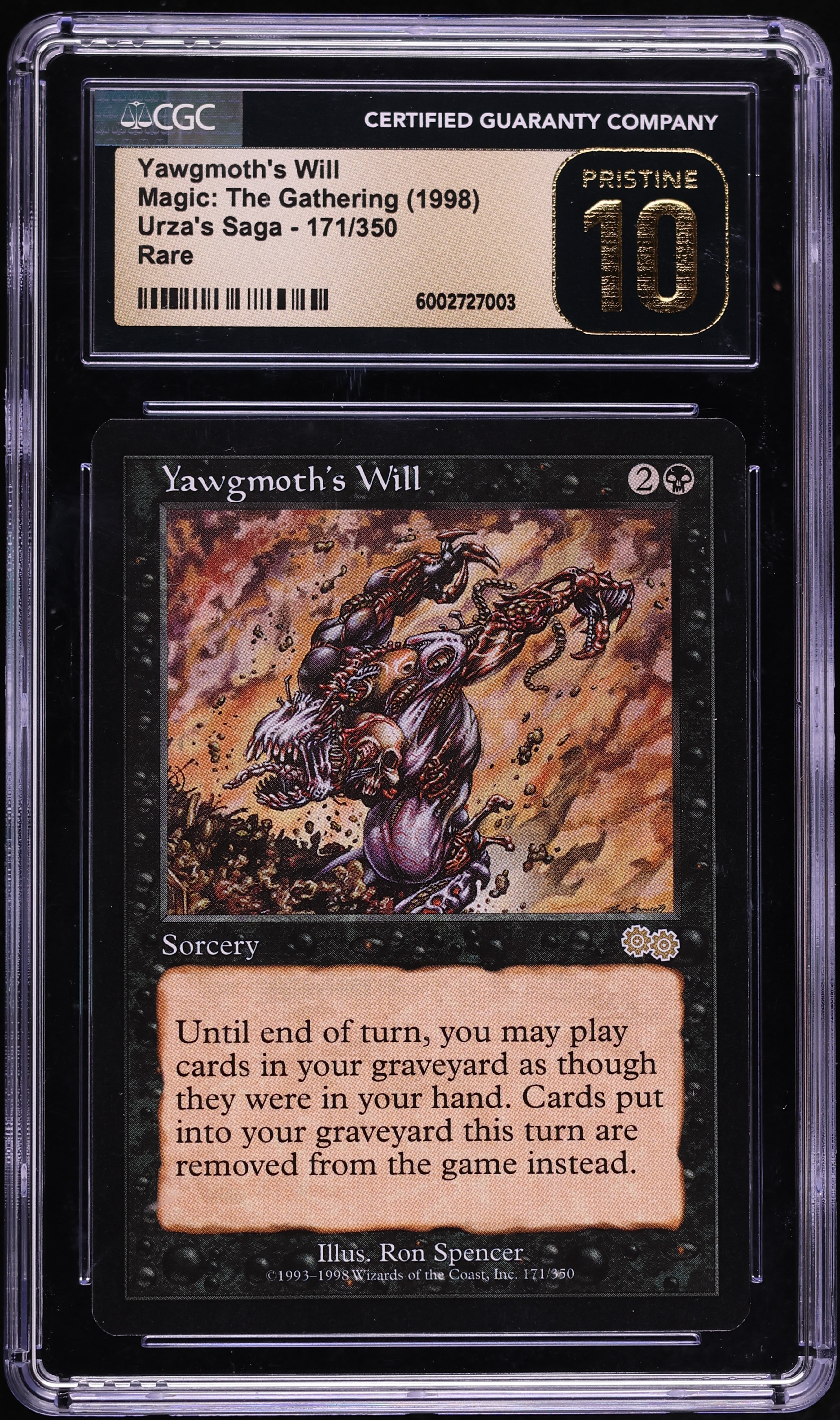 1998 Magic The Gathering MTG Urza's Saga Yawgmoth's Will Ron Spencer #171 JSA CGC 10 PRISTINE