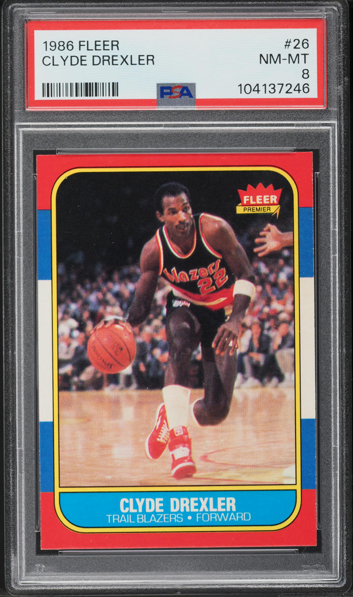 1986 Fleer Basketball Clyde Drexler ROOKIE #26 PSA 8 NM-MT