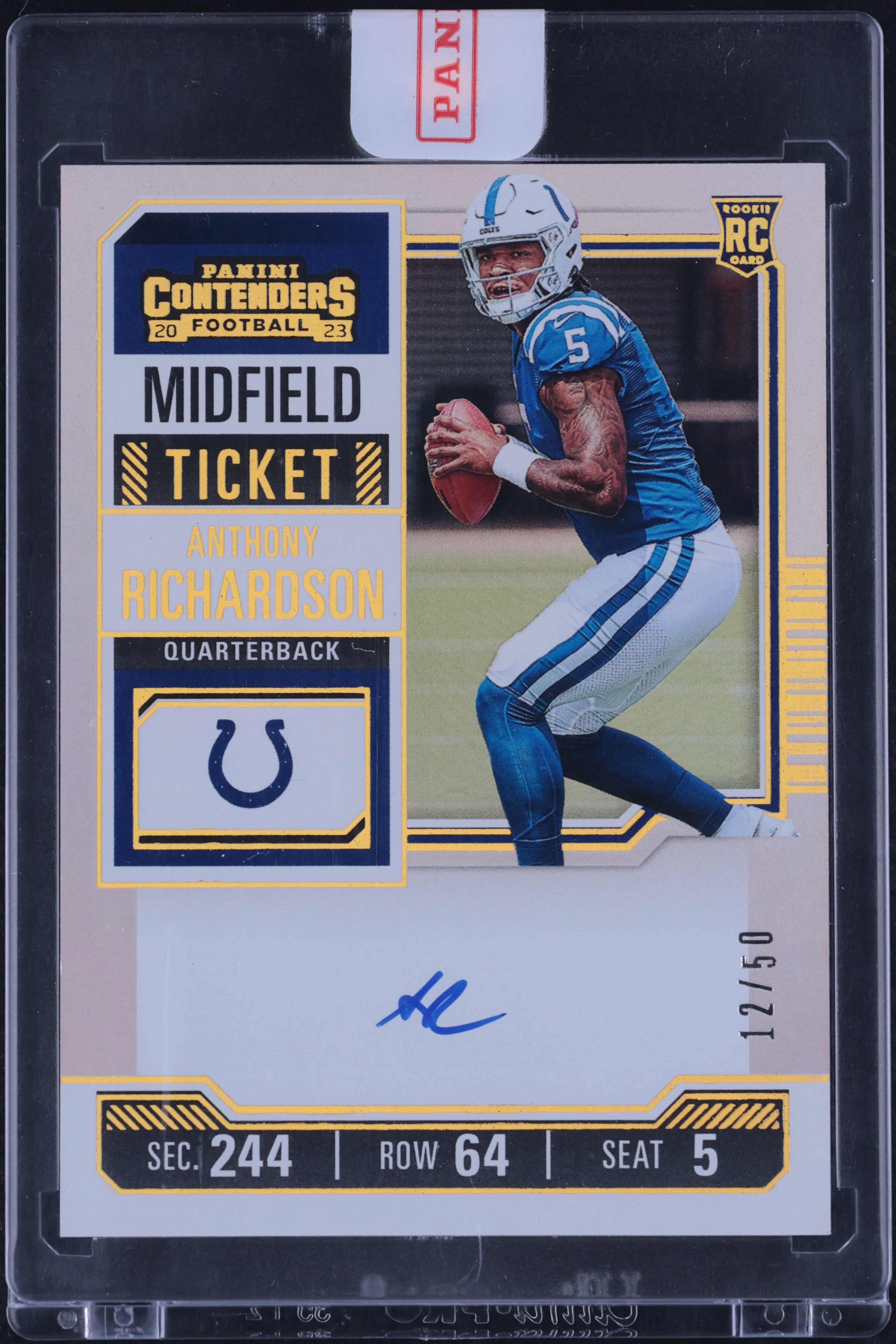2023 Panini Contenders Midfield Ticket Anthony Richardson ROOKIE AUTO /50 #102