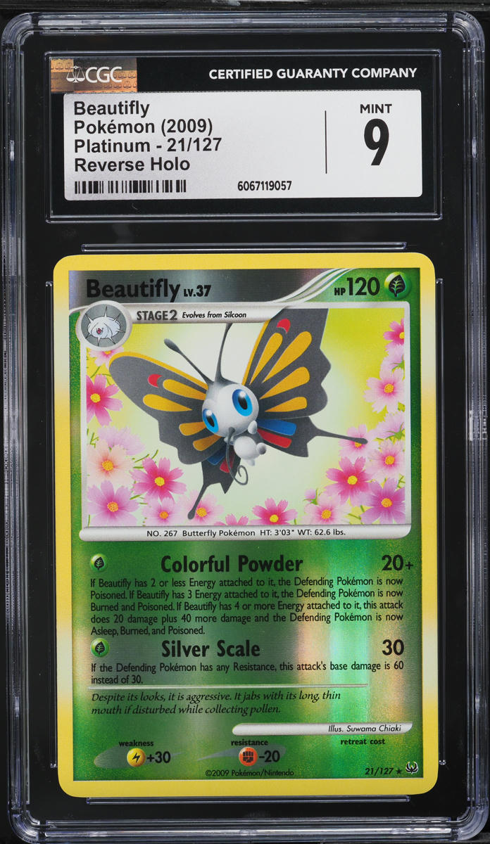 2009 Pokemon Platinum Reverse Holo Beautifly #21 CGC 9 MINT