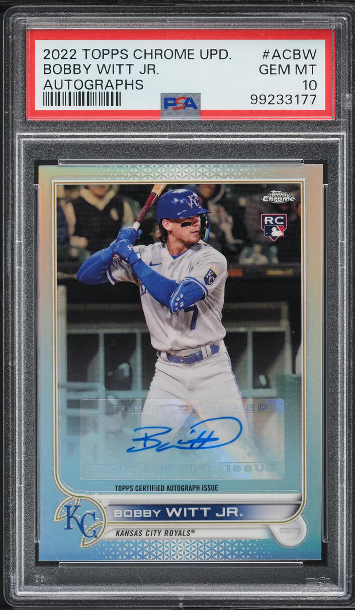 2022 Topps Chrome Update Bobby Witt Jr. ROOKIE AUTO #ACBW PSA 10 GEM MINT