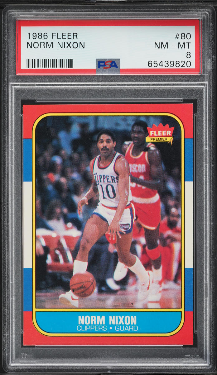 1986 Fleer Basketball Norm Nixon #80 PSA 8 NM-MT