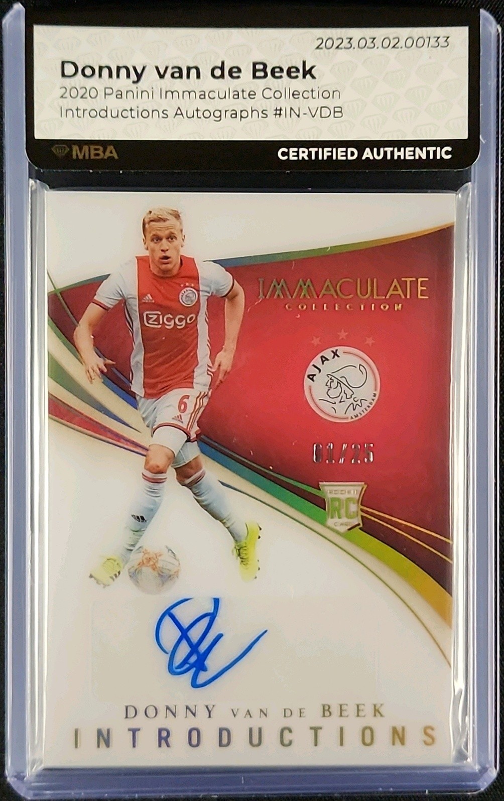 2020 Immaculate Collection Introductions Donny van de Beek AUTO 1/25 MBA AUTH