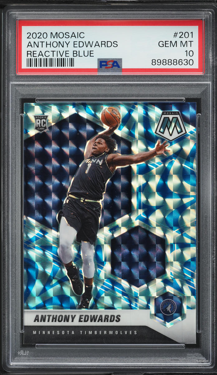2020 Panini Mosaic Reactive Blue Anthony Edwards ROOKIE #201 PSA 10 GEM MINT