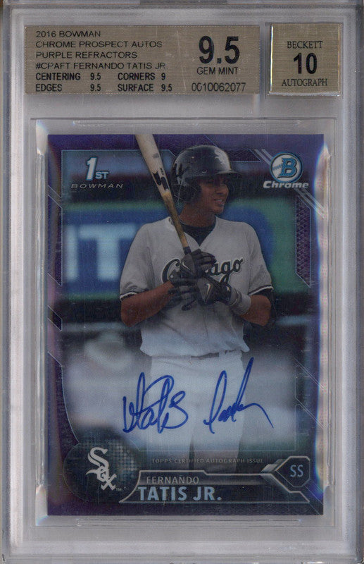 2016 Bowman Chrome Purple Refractors Fernando Tatis Jr. RC Auto /250 BGS 9.5