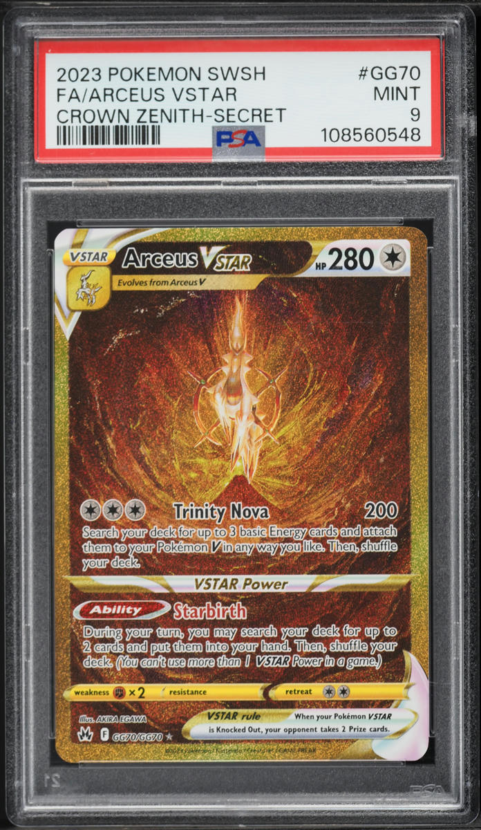 2023 Pokemon Sword & Shield Crown Zenith Gold Rare Arceus VSTAR #GG70 PSA 9 MINT