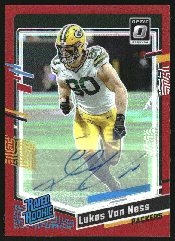 2023 Donruss Optic Rated Rookies Autographs Red #240 Lukas Van Ness RC Auto /75