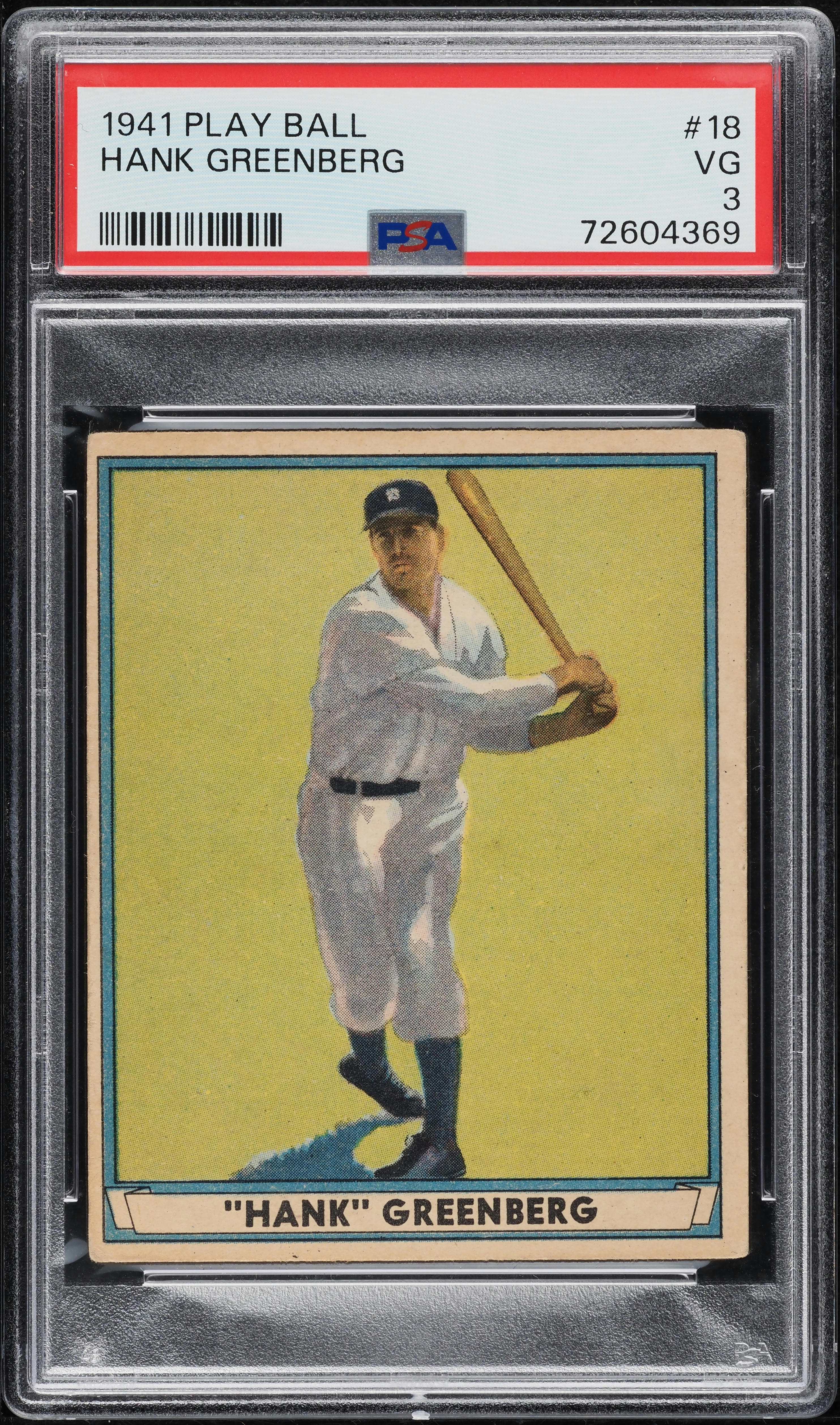 1941 Play Ball Hank Greenberg #18 PSA 3 VG