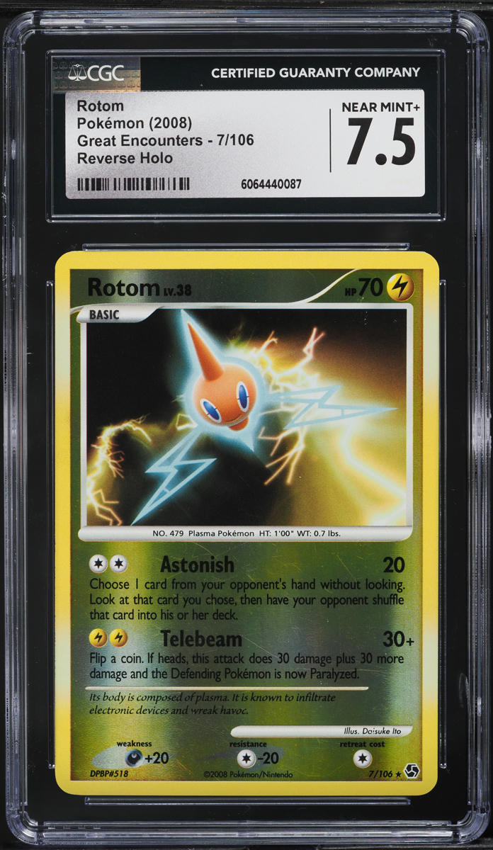 2008 Pokemon DP Great Encounters Reverse Holo Rotom #7 CGC 7.5 NRMT+