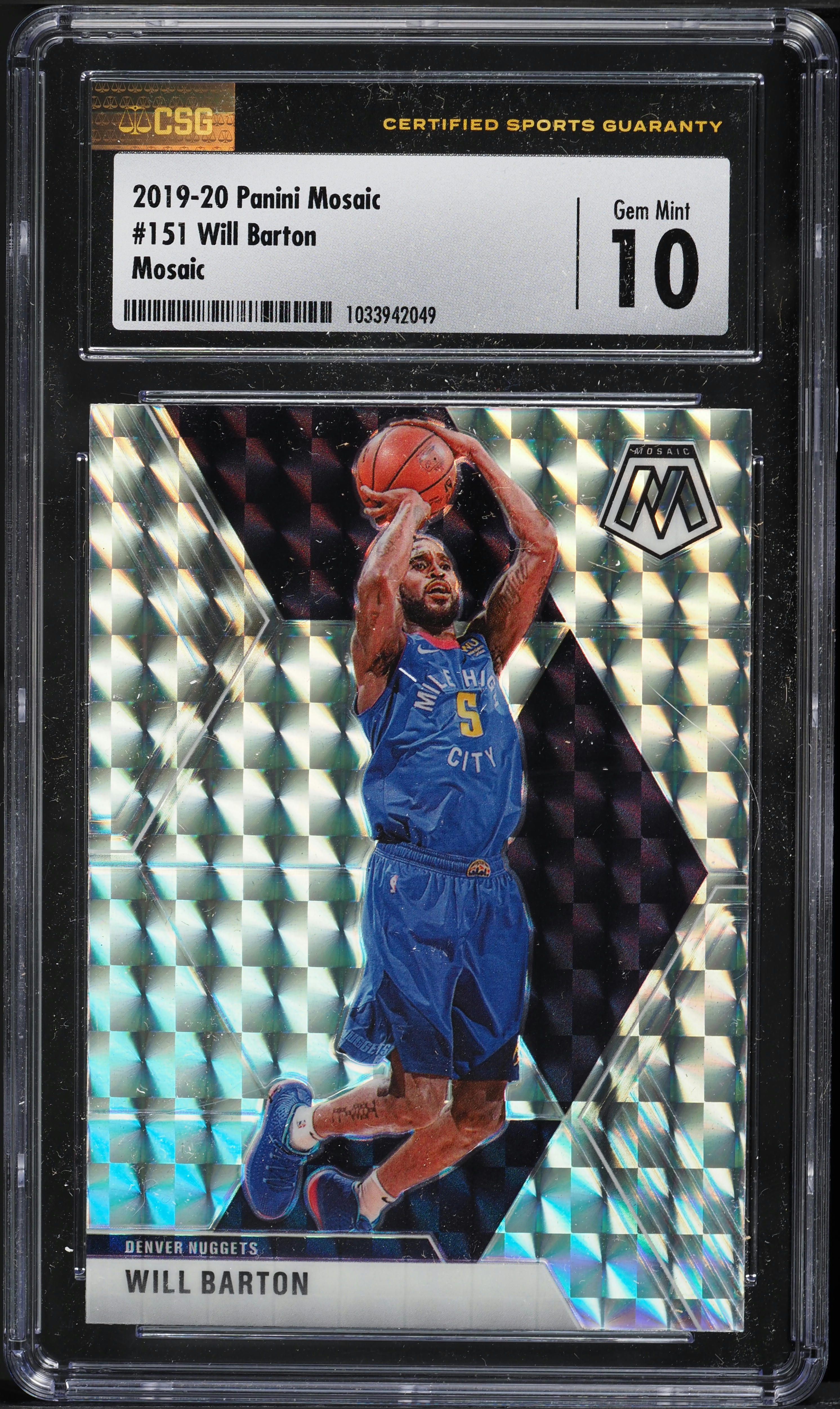 2019 Panini Mosaic Prizm Will Barton #151 CSG 10 GEM MINT