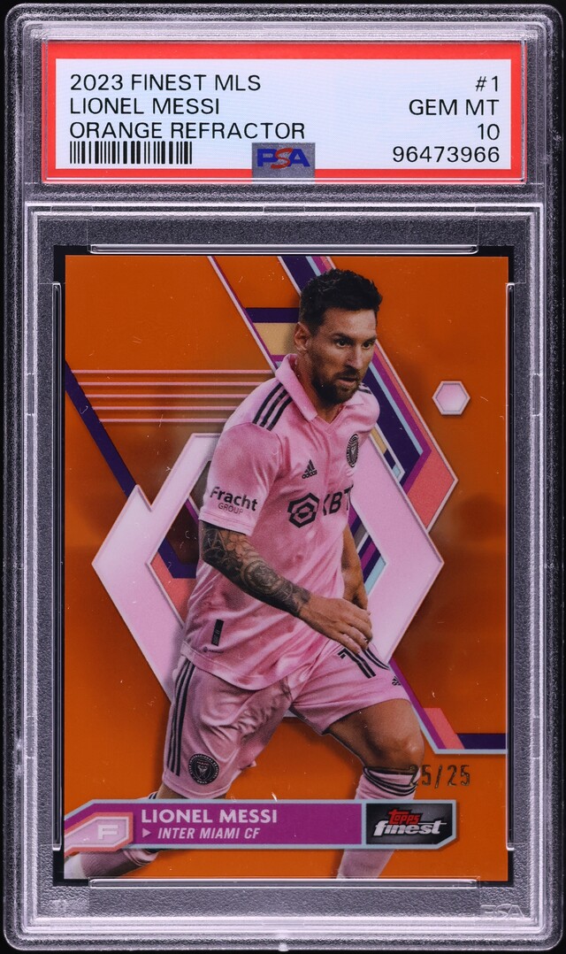 2023 Finest MLS Orange Refractor Lionel Messi 25/25 #1 PSA 10 GEM MINT