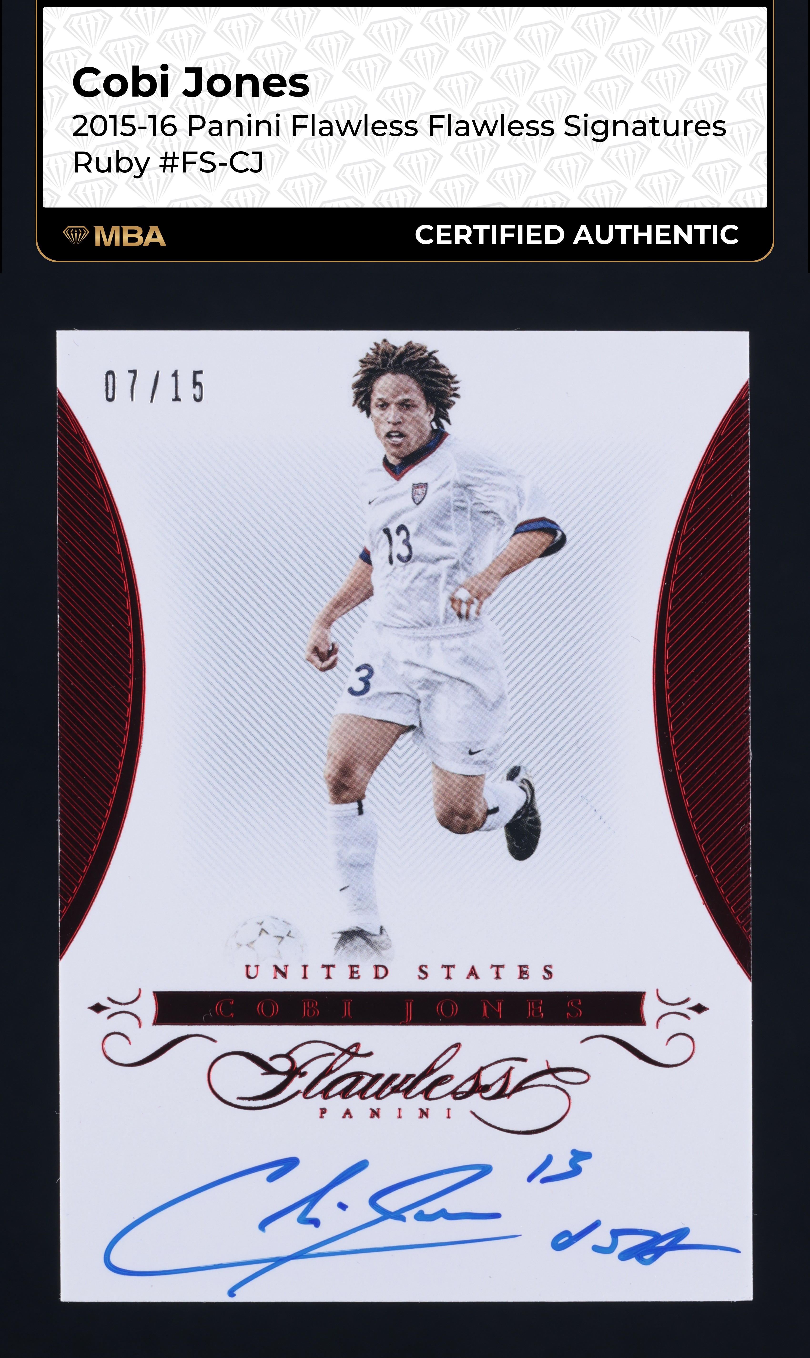 2015 Panini Flawless Ruby Cobi Jones AUTO /15 #FS-CJ MBA AUTH