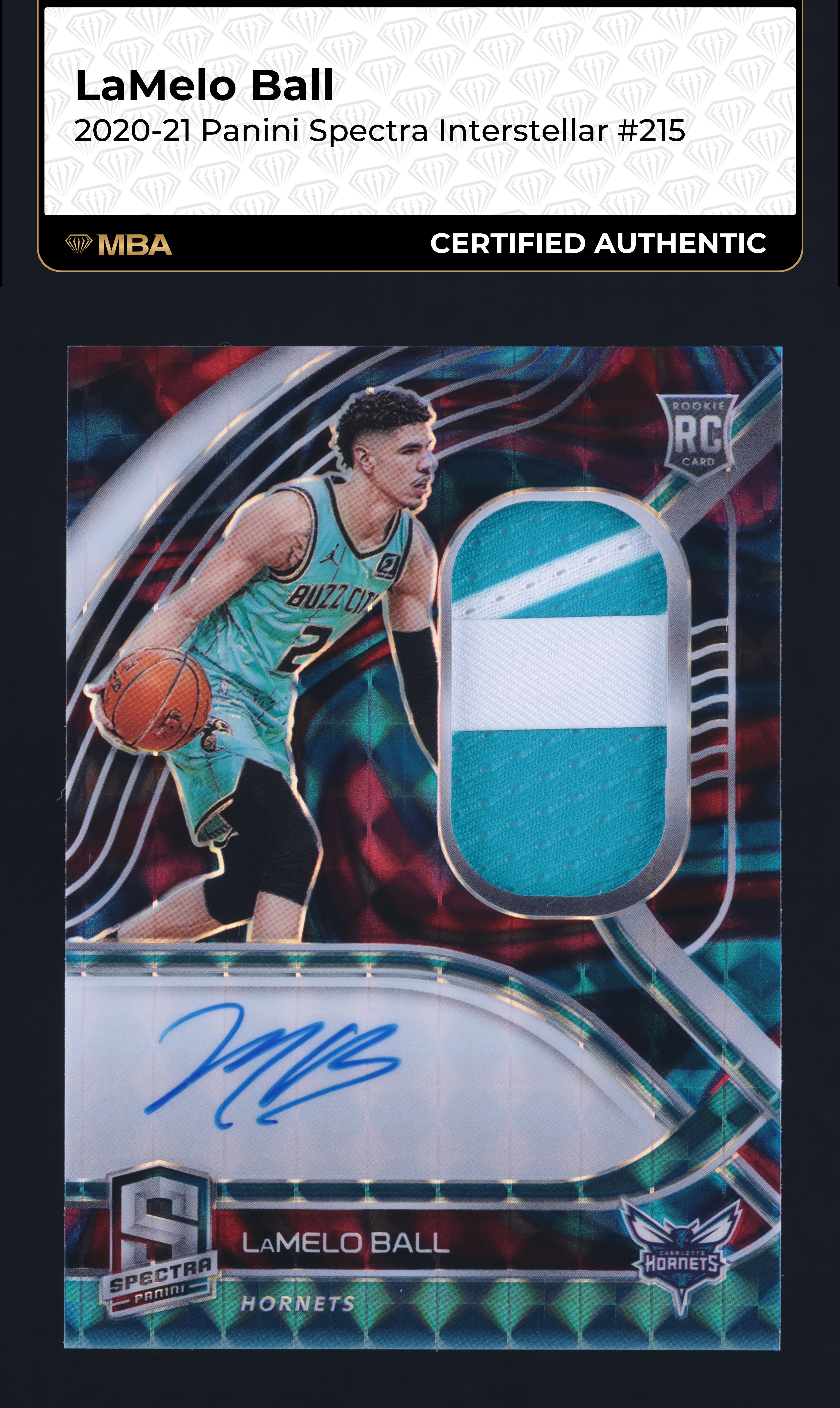 2020 Panini Spectra Interstellar LaMelo Ball ROOKIE PATCH AUTO /49 #215 MBA AUTH