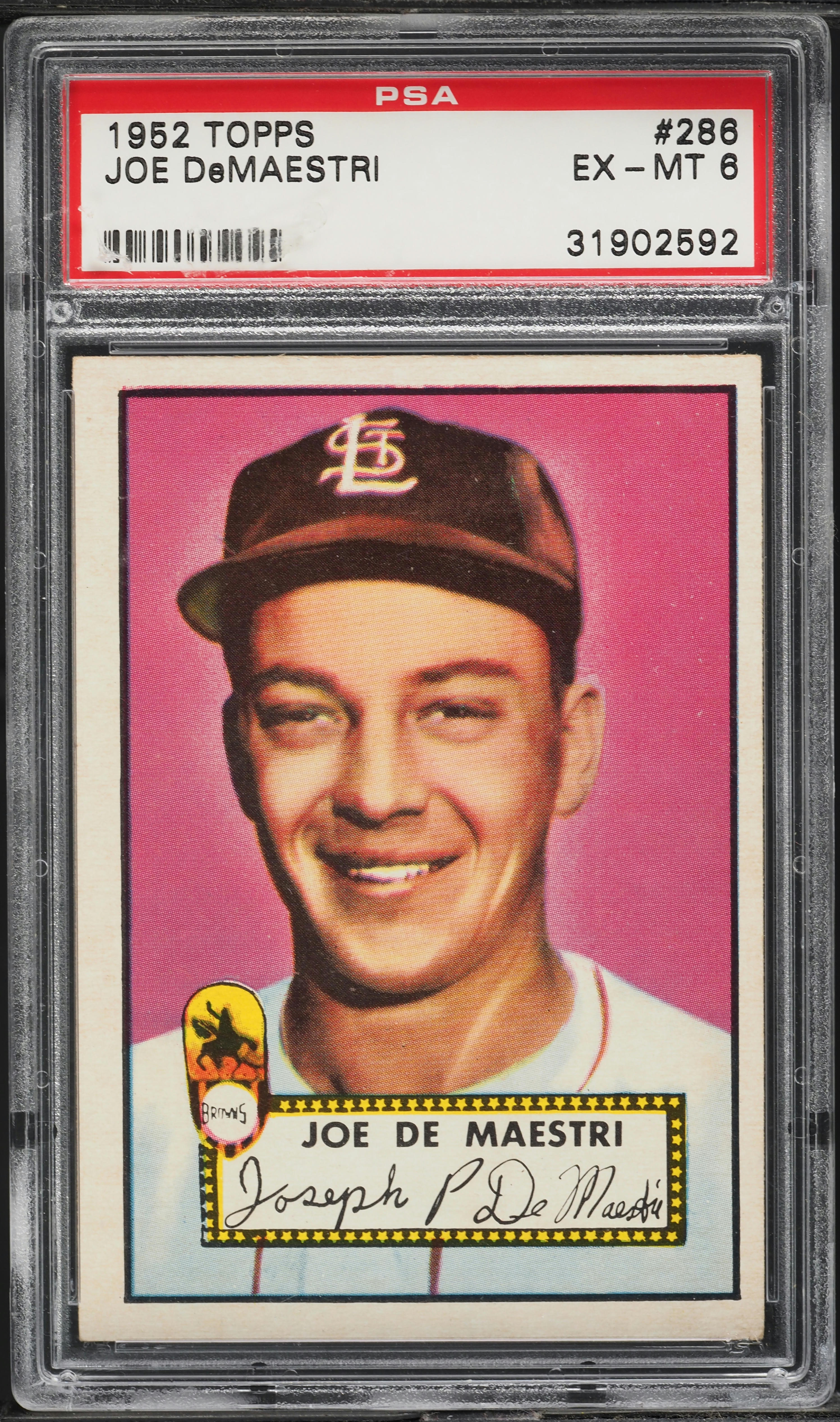 1952 Topps Joe DeMaestri #286 PSA 6 EXMT