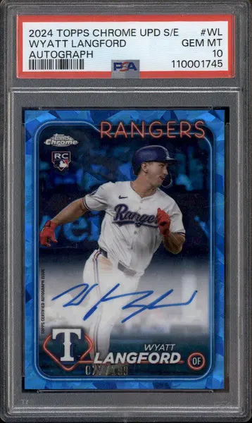 2024 Topps Chrome Update Sapphire Wyatt Langford RC Auto /199 PSA 10