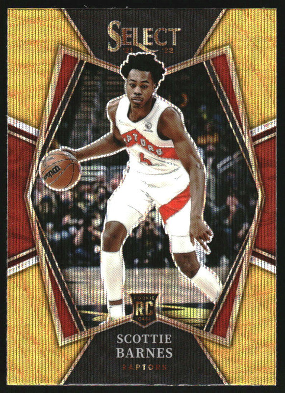 2021-22 Panini Select Gold Wave Prizms #111 Scottie Barnes RC Premier