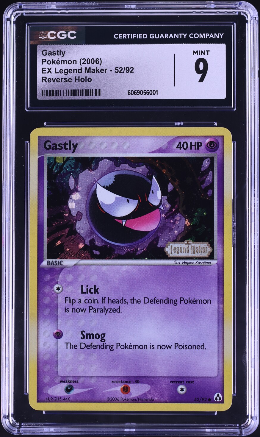 2006 Pokemon EX Legend Maker Reverse Holo Gastly #52 CGC 9 MINT
