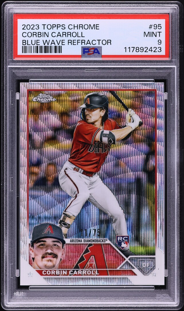 2023 Topps Chrome Blue Wave Refractor Corbin Carroll ROOKIE /75 #95 PSA 9 MINT