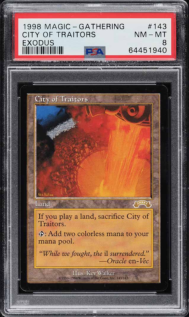 1998 Magic The Gathering MTG Exodus City Of Traitors #143 PSA 8 NM-MT
