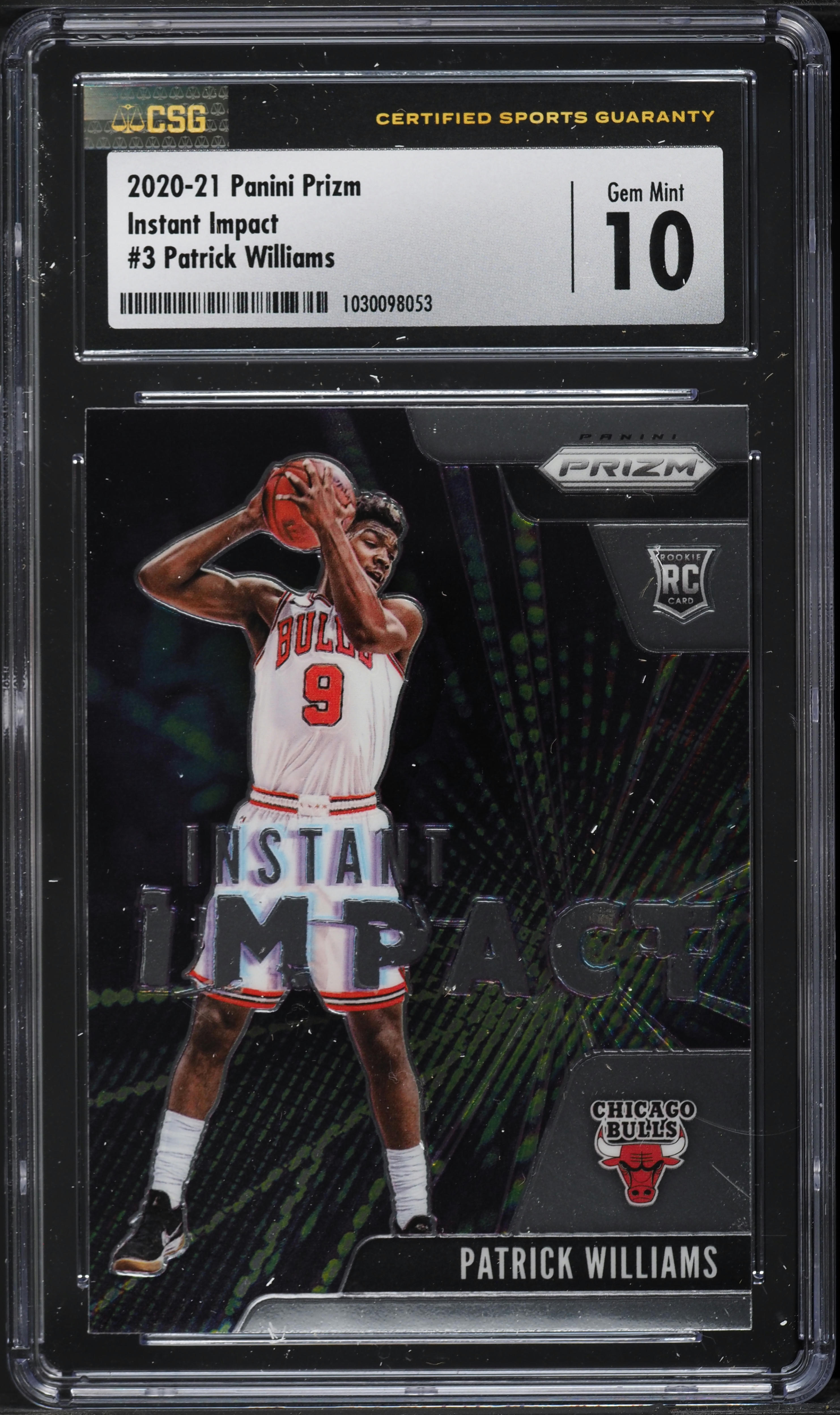 2020 Panini Prizm Instant Impact Patrick Williams ROOKIE #3 CSG 10 GEM MINT