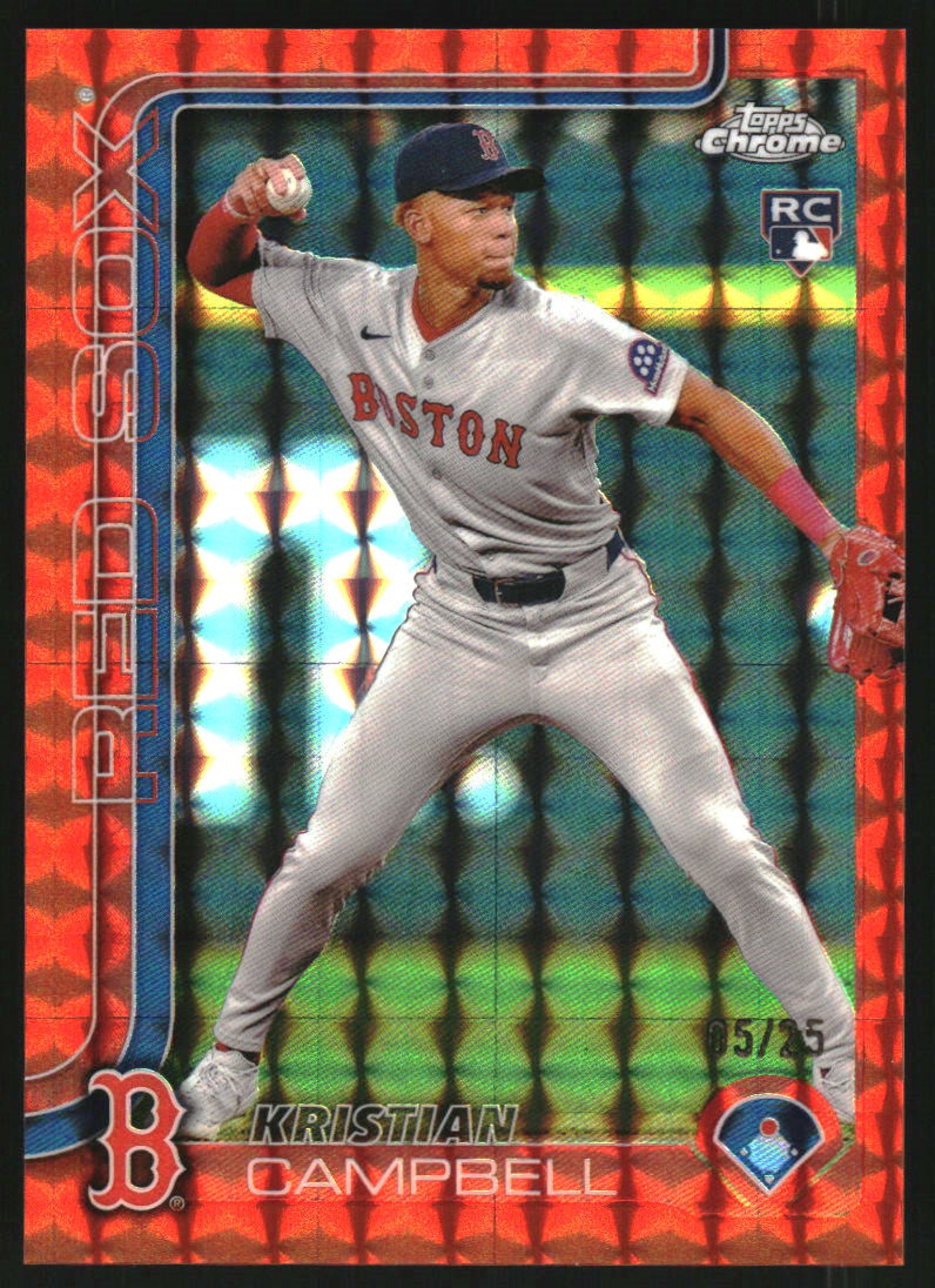 2025 Topps Chrome Orange Geometric Refractor #171 Kristian Campbell RC /25