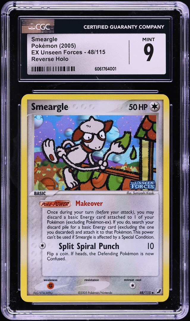 2005 Pokemon EX Unseen Forces Reverse Holo Smeargle #48 CGC 9 MINT