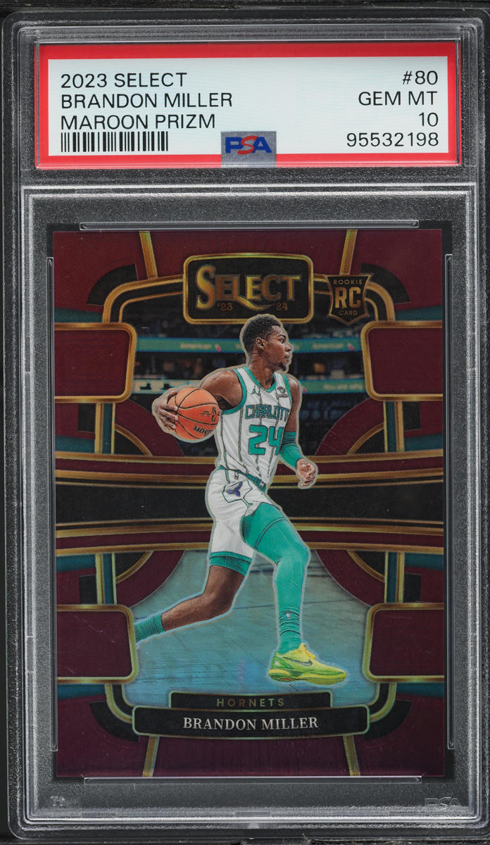2023 Panini Select Maroon Prizm Brandon Miller ROOKIE /175 #80 PSA 10 GEM MINT