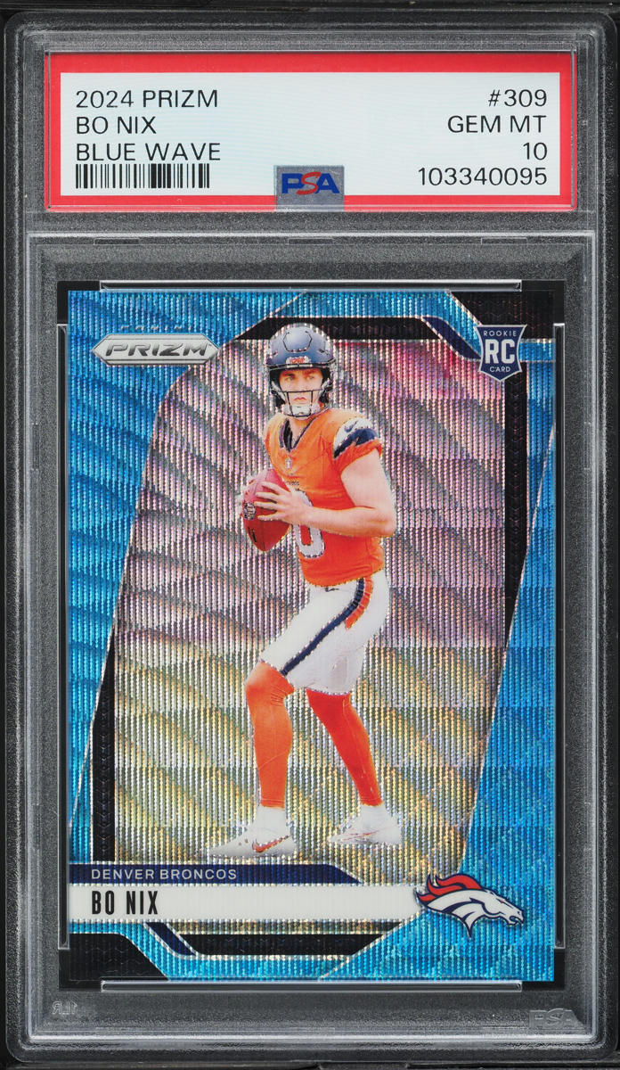2024 Panini Prizm Blue Wave Bo Nix ROOKIE /230 #309 PSA 10 GEM MINT