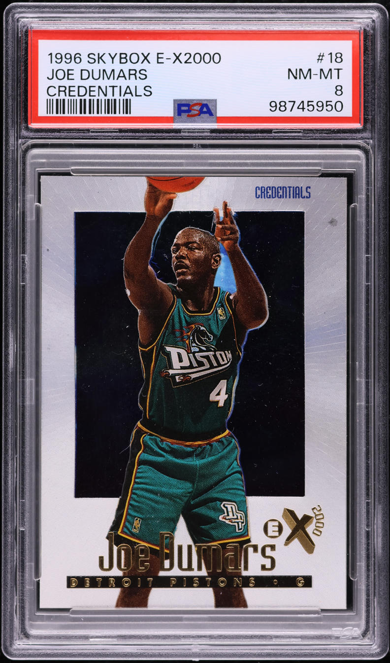 1996 Skybox E-X2000 Credentials Joe Dumars /499 #18 PSA 8 NM-MT