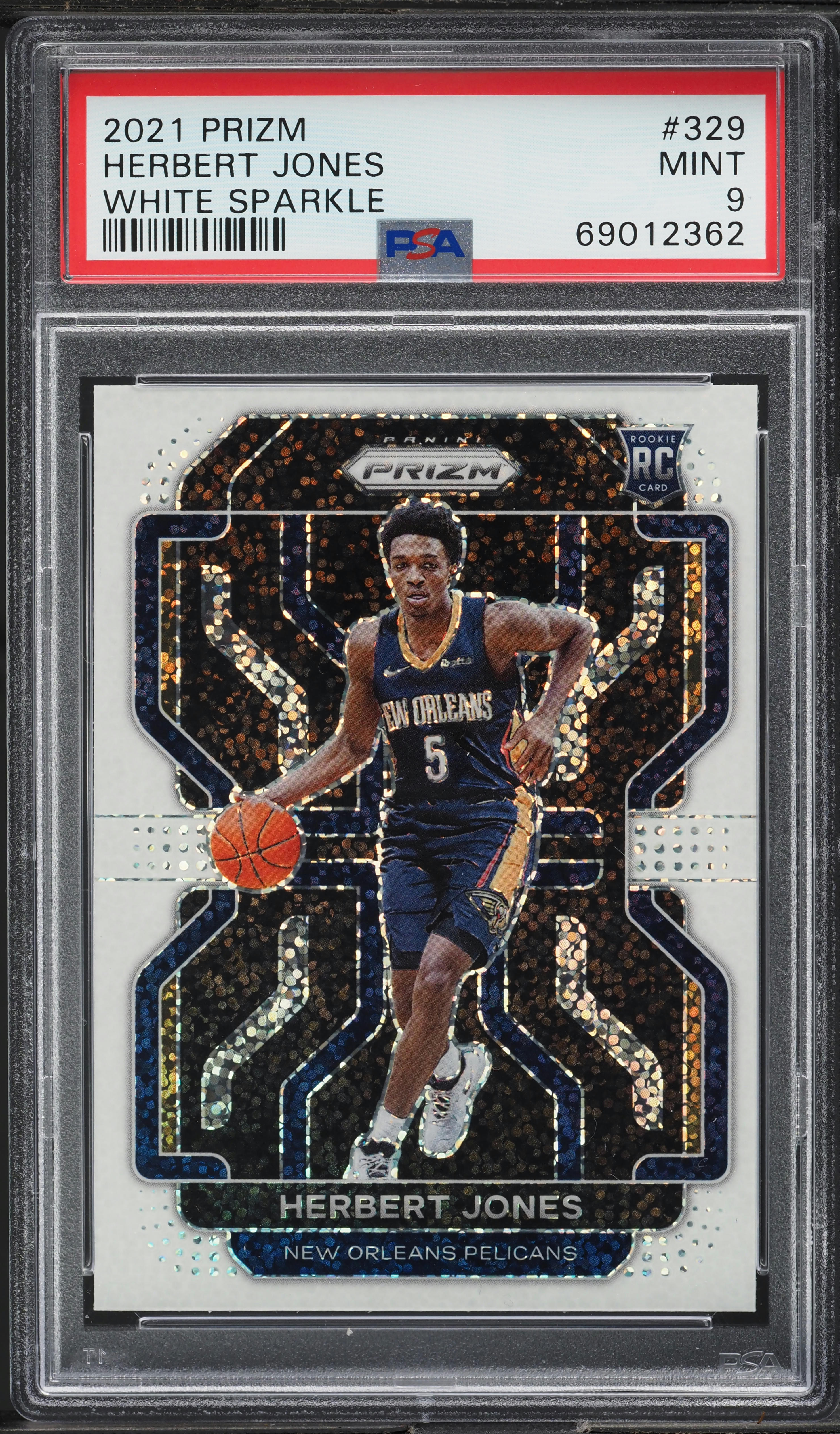 2021 Panini Prizm White Sparkle Herbert Jones ROOKIE #329 PSA 9 MINT