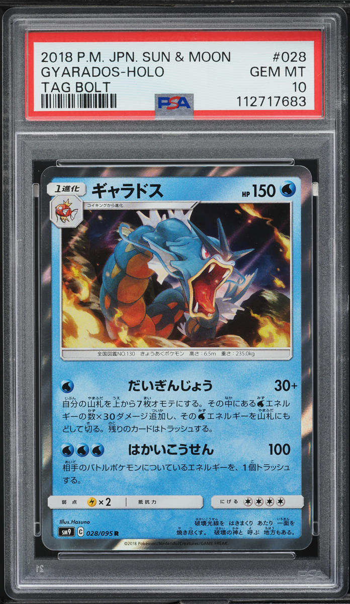 2018 Pokemon Japanese Sun & Moon Tag Bolt Holo Gyarados #28 PSA 10 GEM MINT