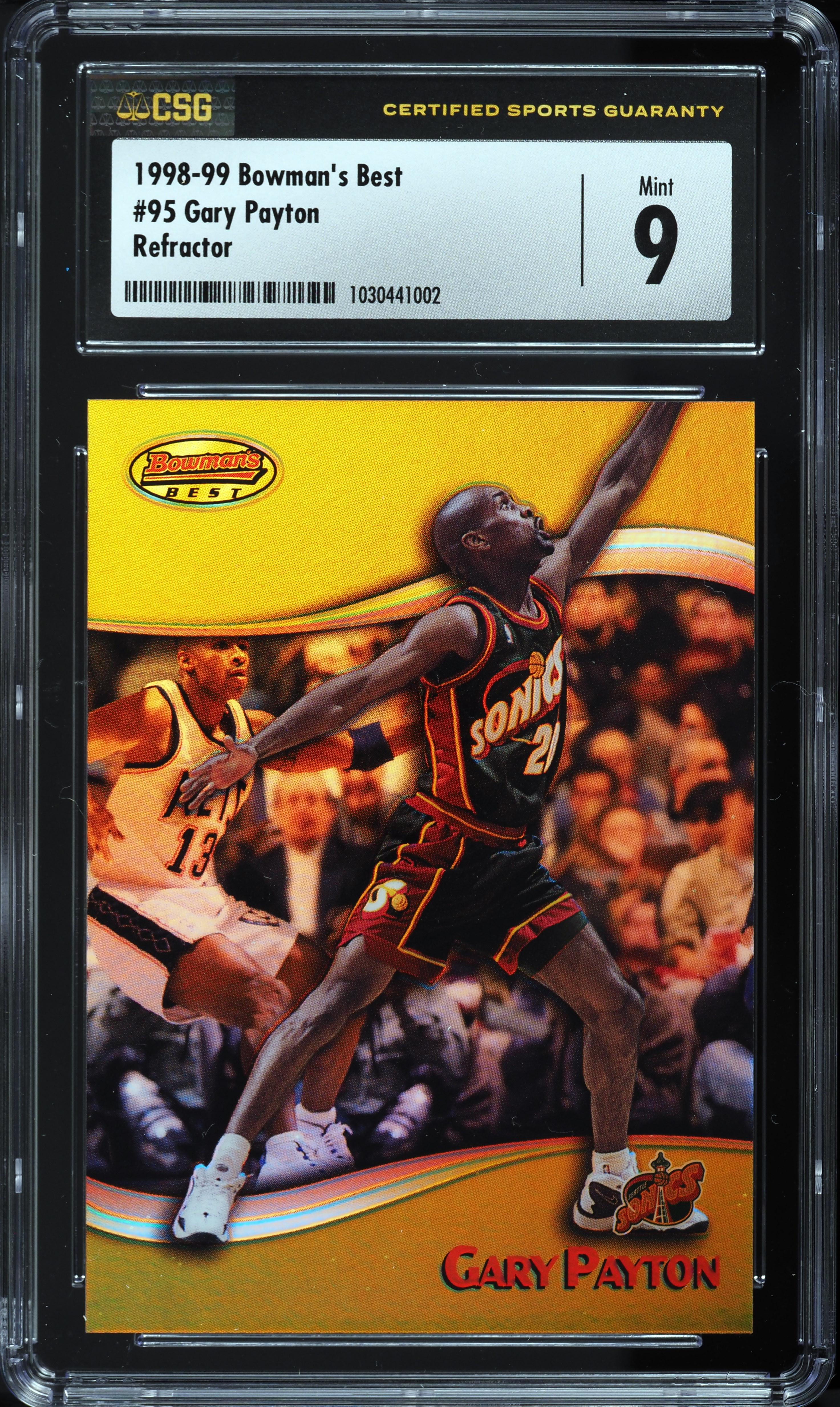 1998 Bowman's Best Refractor Gary Payton /400 #95 CSG 9 MINT