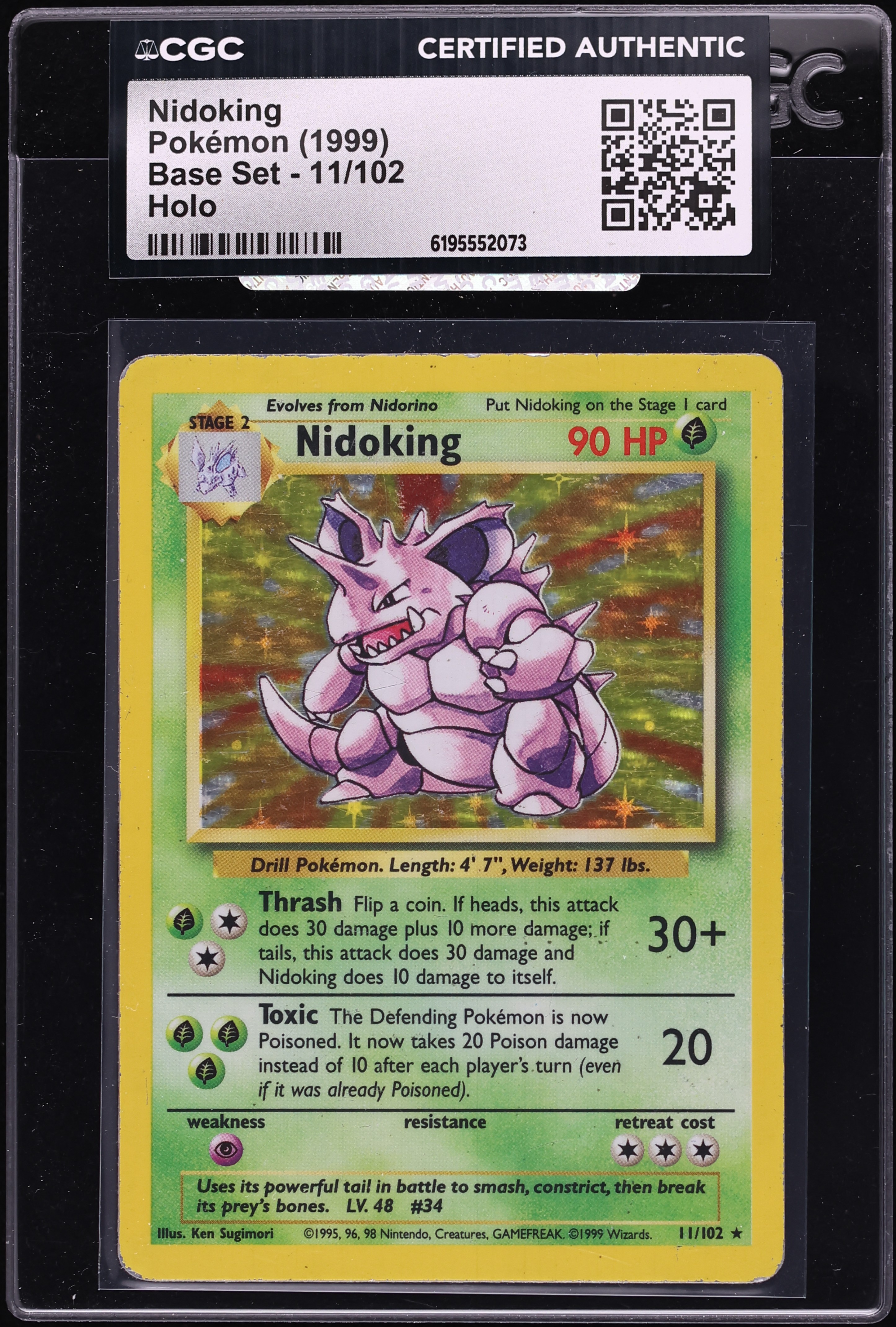 1999 Pokemon Base Set Holo Nidoking #11 CGC AUTH