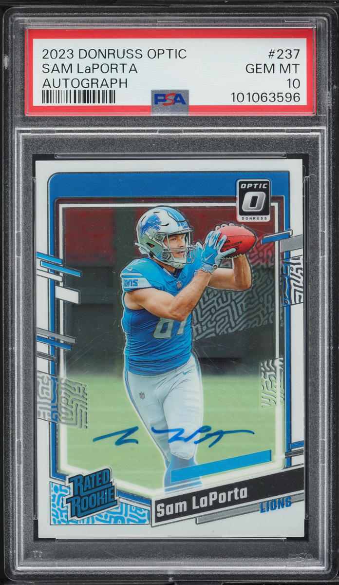 2023 Donruss Optic Sam Laporta ROOKIE AUTO /99 #237 PSA 10 GEM MINT