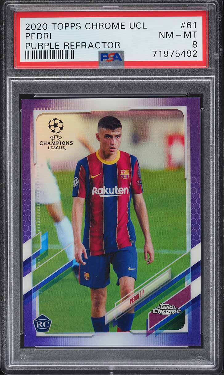 2020 Topps Chrome UEFA Purple Refractor Pedri ROOKIE /250 #61 PSA 8 NM-MT