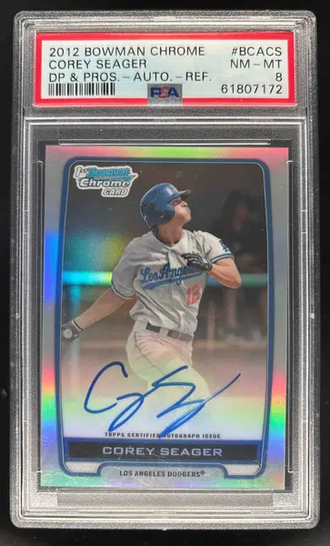 2012 Bowman Draft Picks Chrome Autographs Refractors #CS Corey Seager Auto PSA 8
