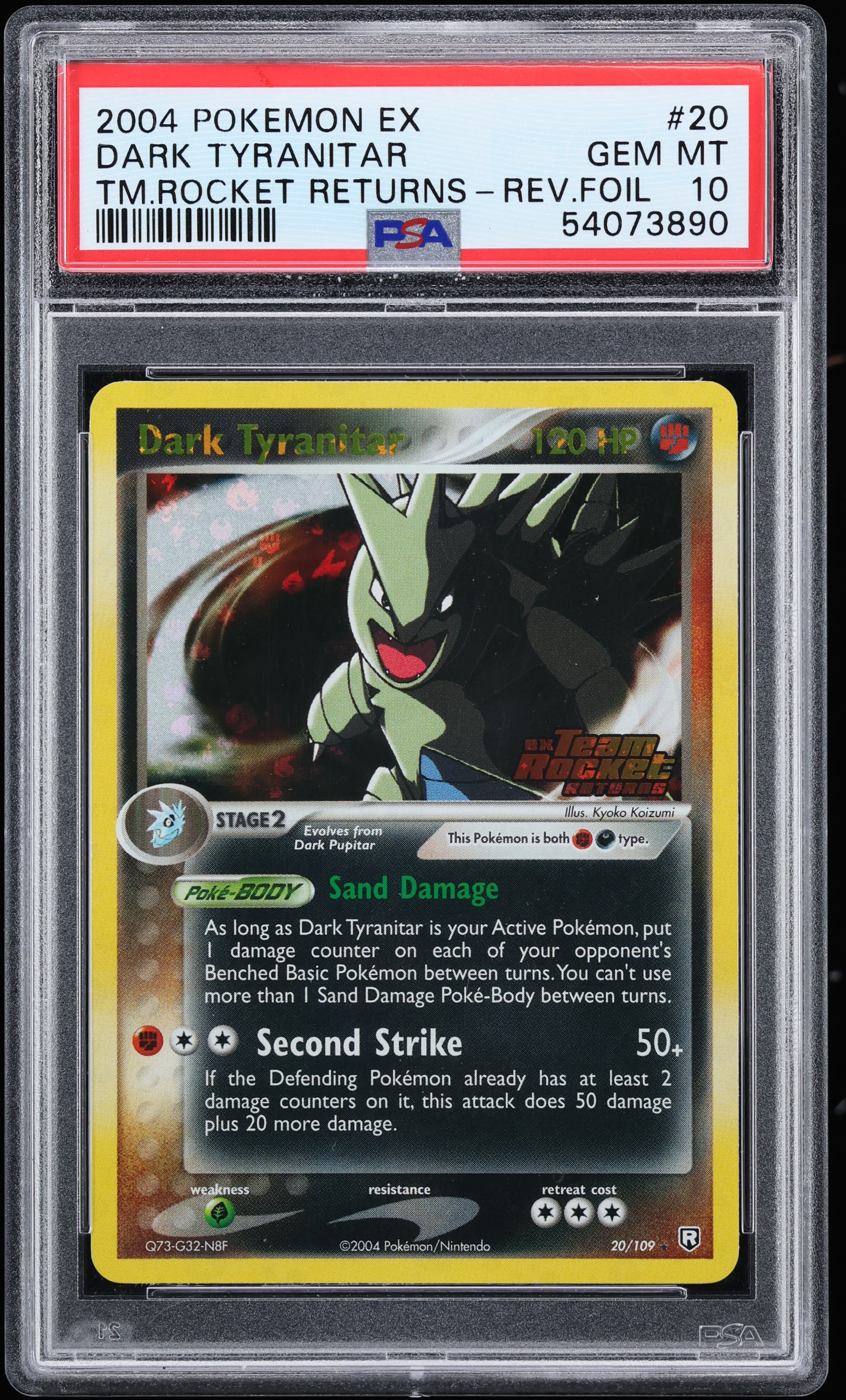 2004 Pokemon EX Team Rocket Returns Reverse Holo Dark Tyranitar #20 PSA 10 GEM MINT