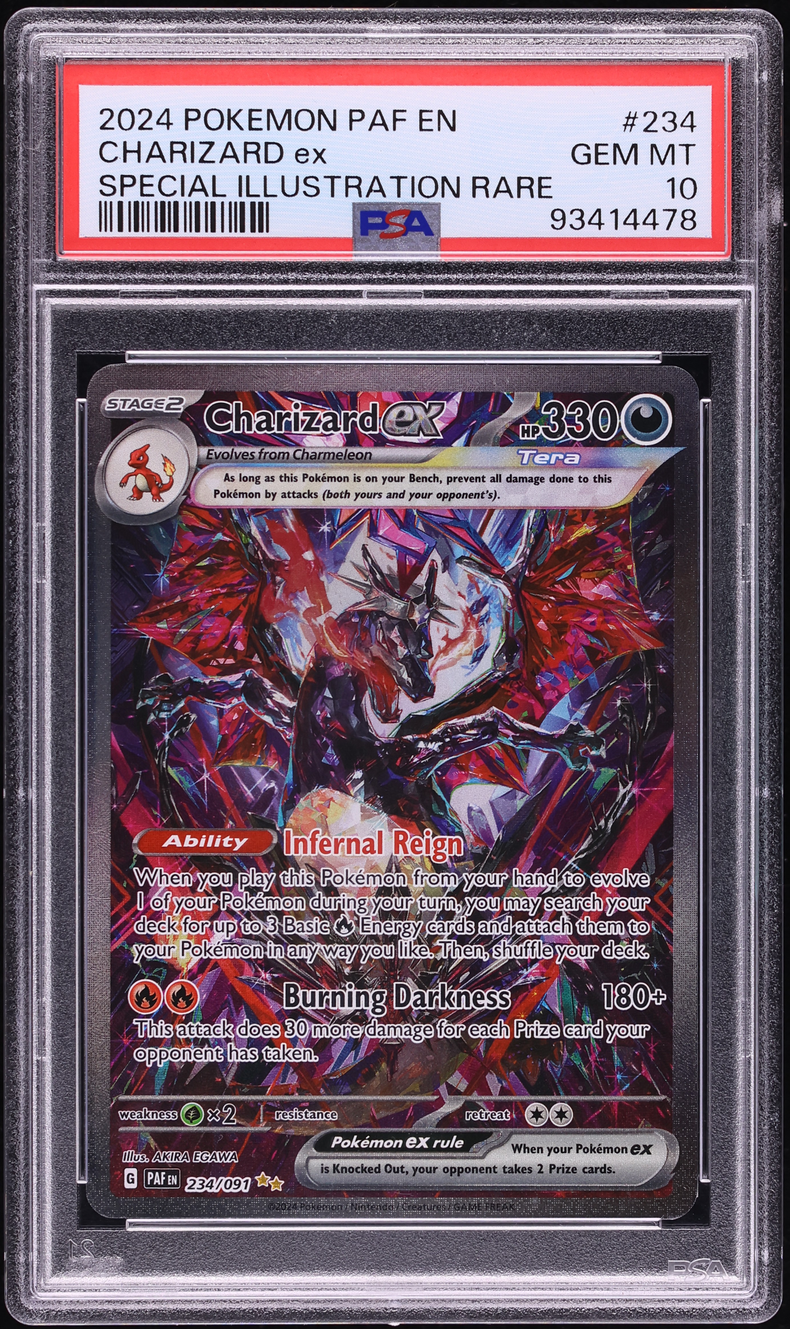 2024 Pokemon Scarlet & Violet Paldean Fates SIR Charizard ex #234 PSA 10 GEM MINT