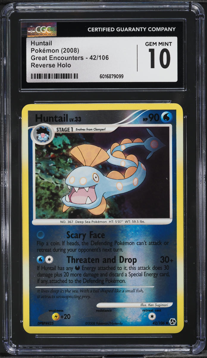 2008 Pokemon DP Great Encounters Reverse Holo Huntail #42 CGC 10 GEM MINT