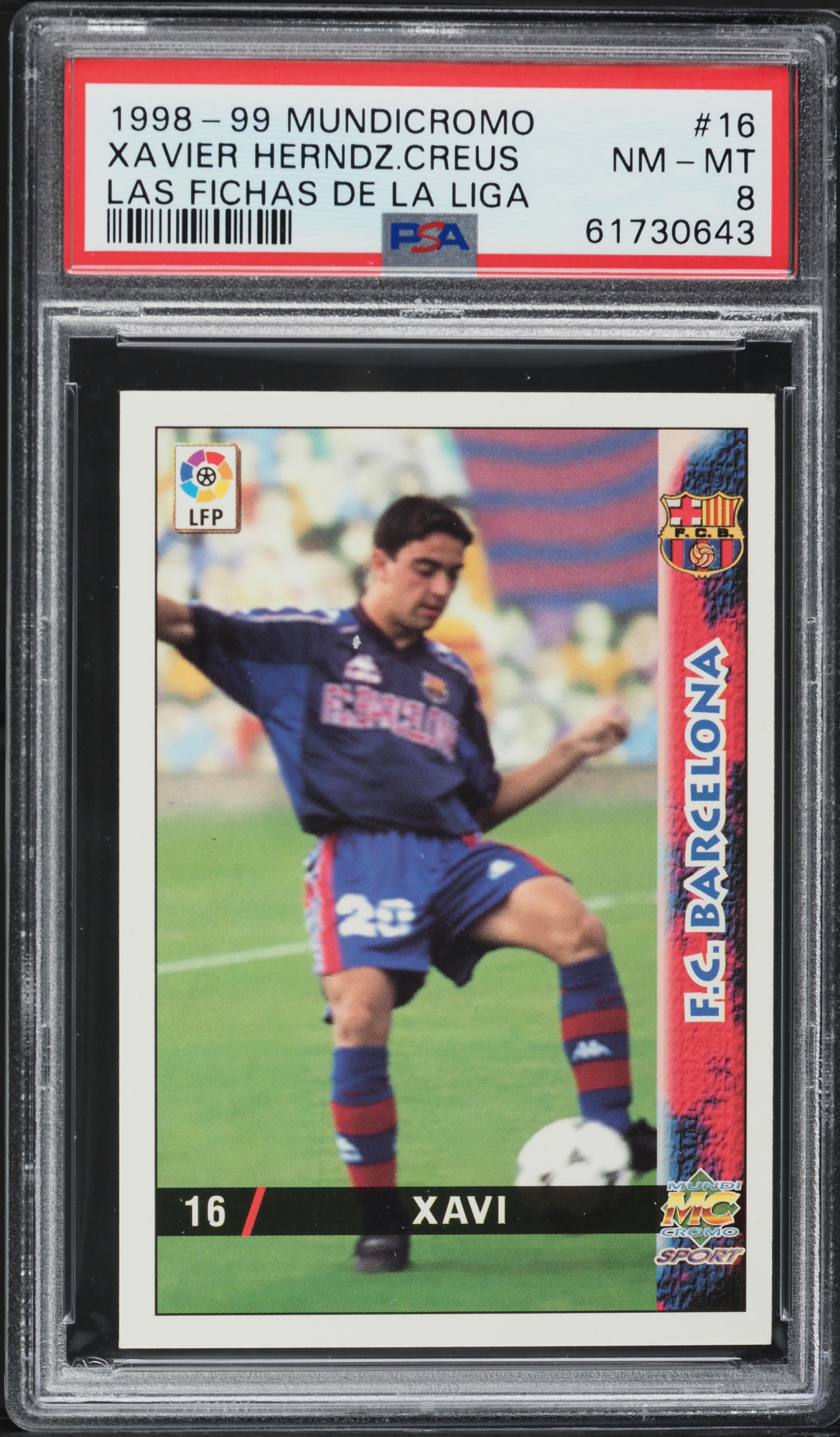 1998 Mundi Cromo Las Fichas De La Liga Xavi ROOKIE #16 PSA 8 NM-MT