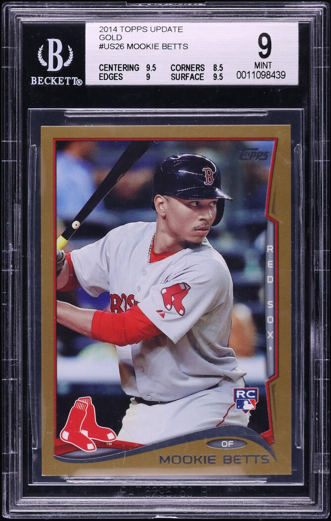2014 Topps Update Gold Mookie Betts ROOKIE /2014 #US26 BGS 9 MINT