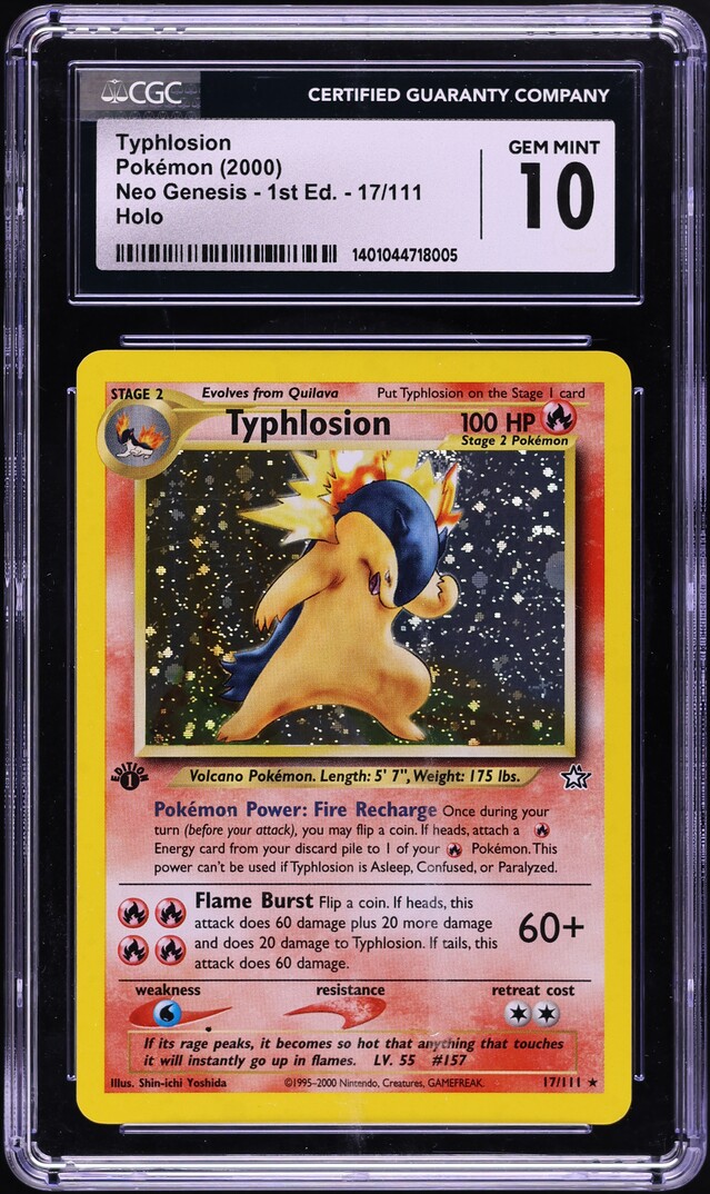 2000 Pokemon Neo Genesis 1st Edition Holo Typhlosion #17 CGC 10 GEM MINT