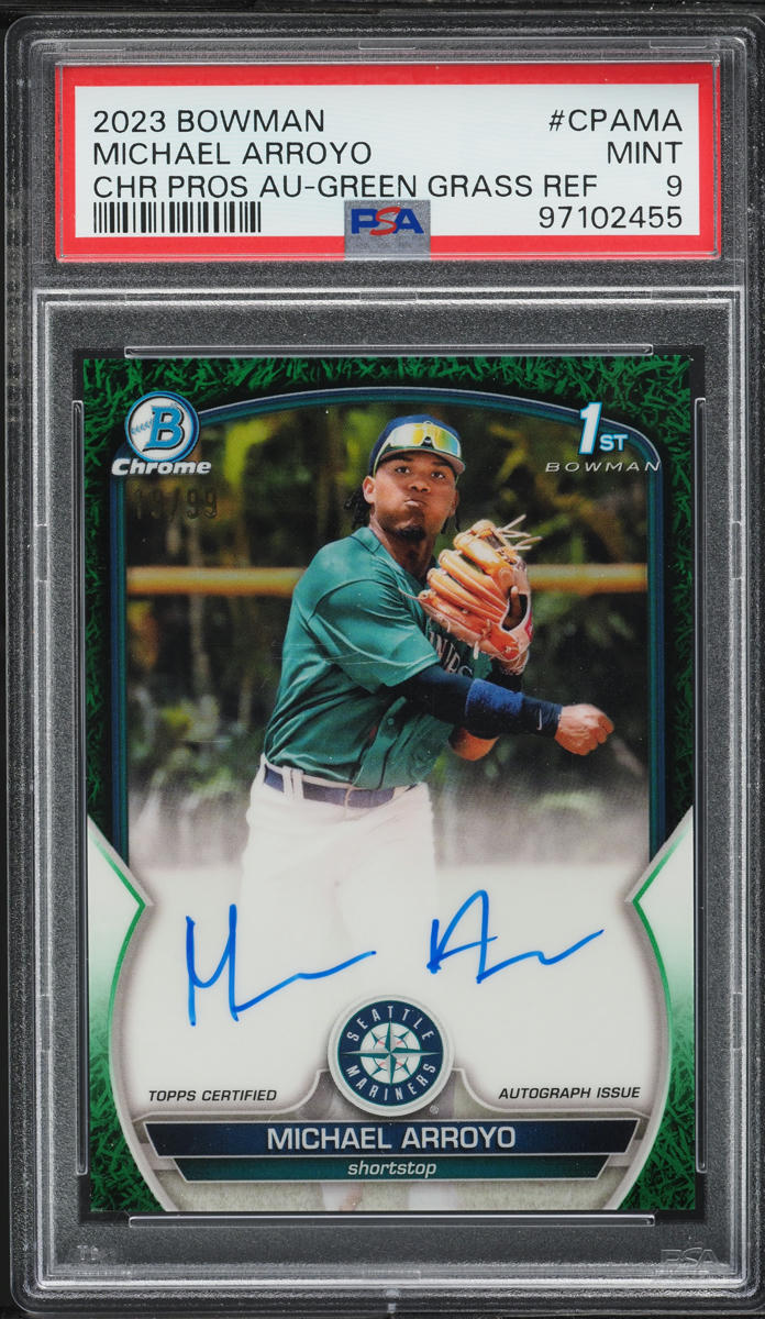 2023 Bowman Chrome Prospect Green Grass Michael Arroyo AUTO /99 #CPAMA PSA 9